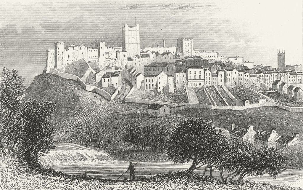 YORKS. Richmond, Town & Castle. DUGDALE c1840 old antique print picture